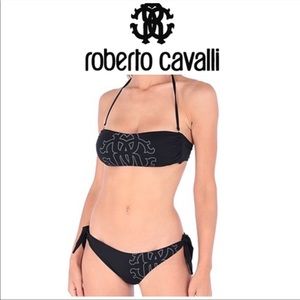 NEW Roberto Cavalli Logo Print Bikini top 🖤